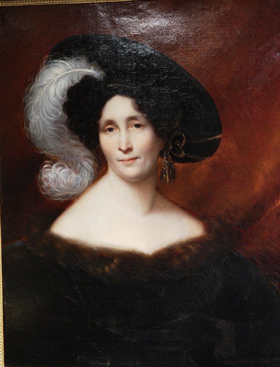 Paris, Portrait De Femme Au Chapeau Charlotte ? Vers 1830-photo-2