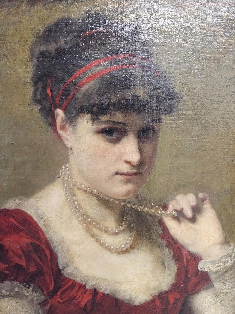 Youri Yakovlevitch Lehman Russie 1834-1901, La Dame Aux Perles-photo-2