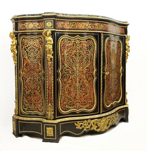 Boulle Cabinet From The Nineteenth Century Napoleon III, Genuine Tortoise Armor - Tortie !!! Première Moitié Du XIXe Siècle-photo-3