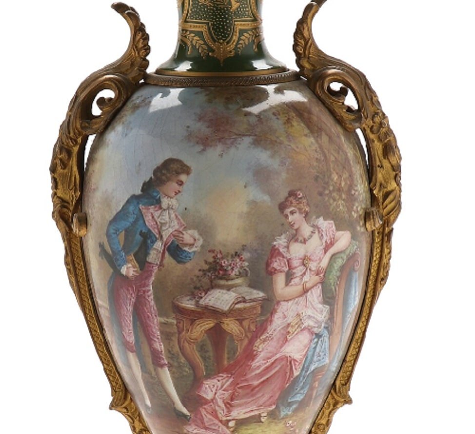 Palace Vase, Type Sevres, XIXth Century 62 Cm-photo-1