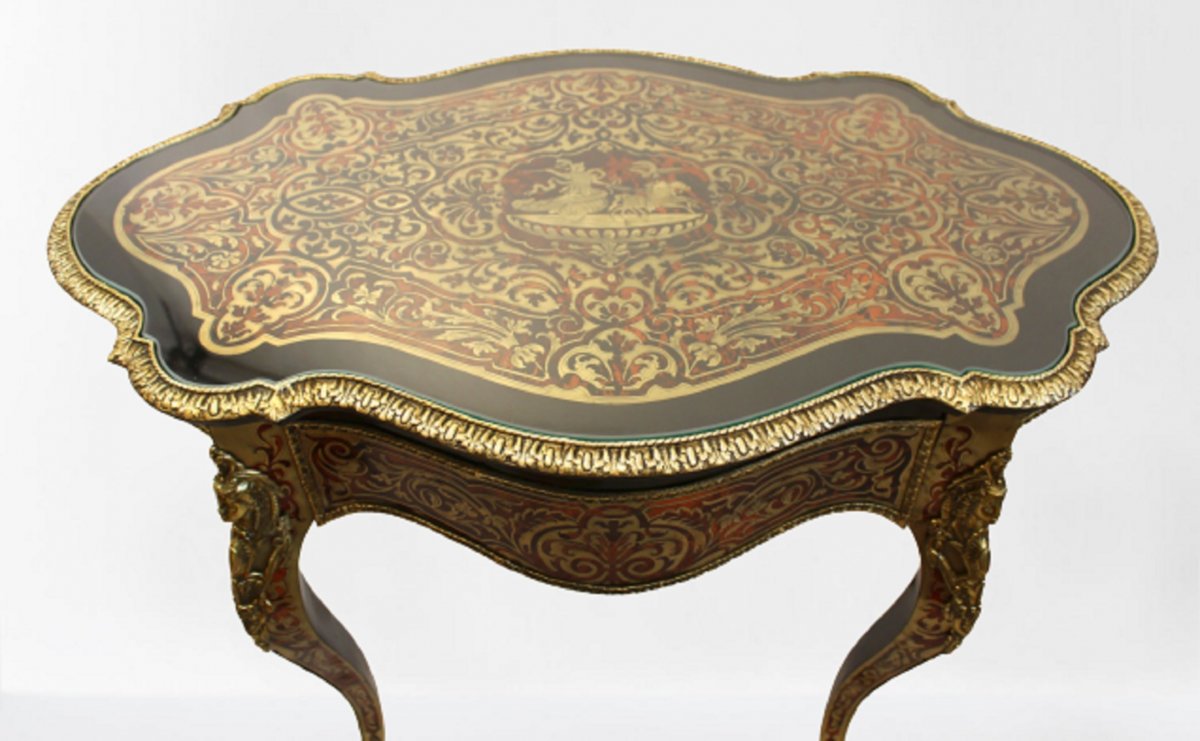 19th Century Boulle Table Around 1860 Magnificent !!!-photo-4