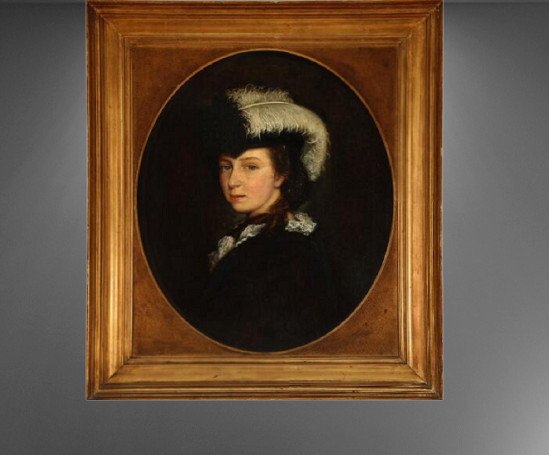 Portrait d'Une Jeune Femme Portant Un Chapeau à Plumes