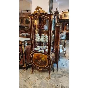 Vitrine De Style Louis XV Vers 1870 Par Vernis Martin