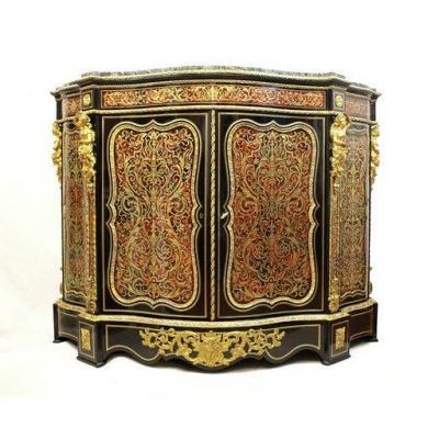 Boulle Cabinet From The Nineteenth Century Napoleon III, Genuine Tortoise Armor - Tortie !!! Première Moitié Du XIXe Siècle