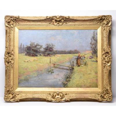 Crazy Impressionist River Landscape From The 19th Century !,