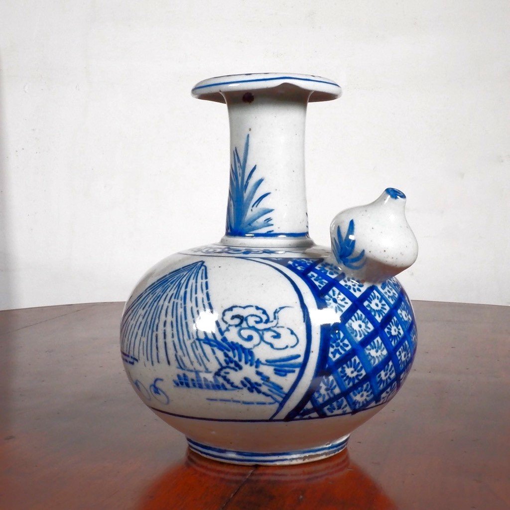 A Japanese Blue And White Arita Ceramic Kendi, Edo Period.-photo-3