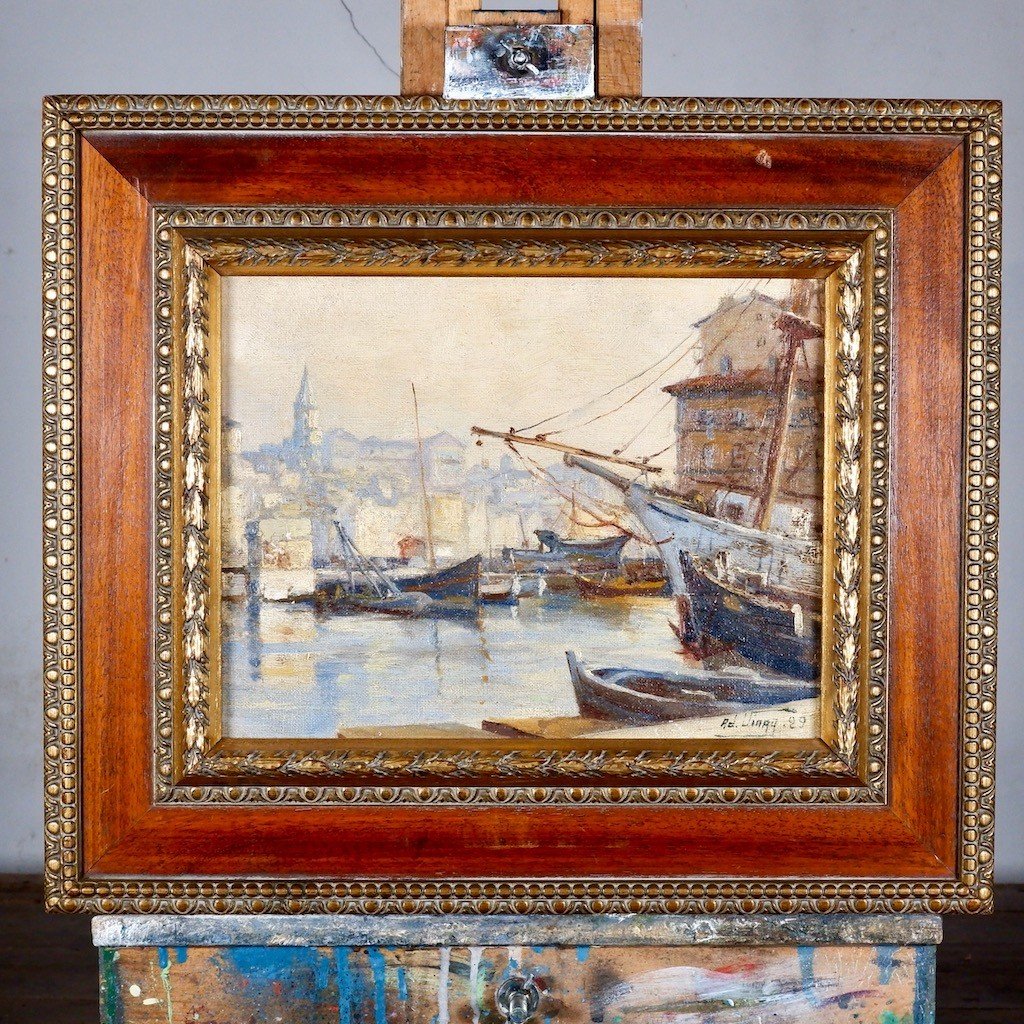 Post-impressionist Painting Of Port Of Marseille-photo-2