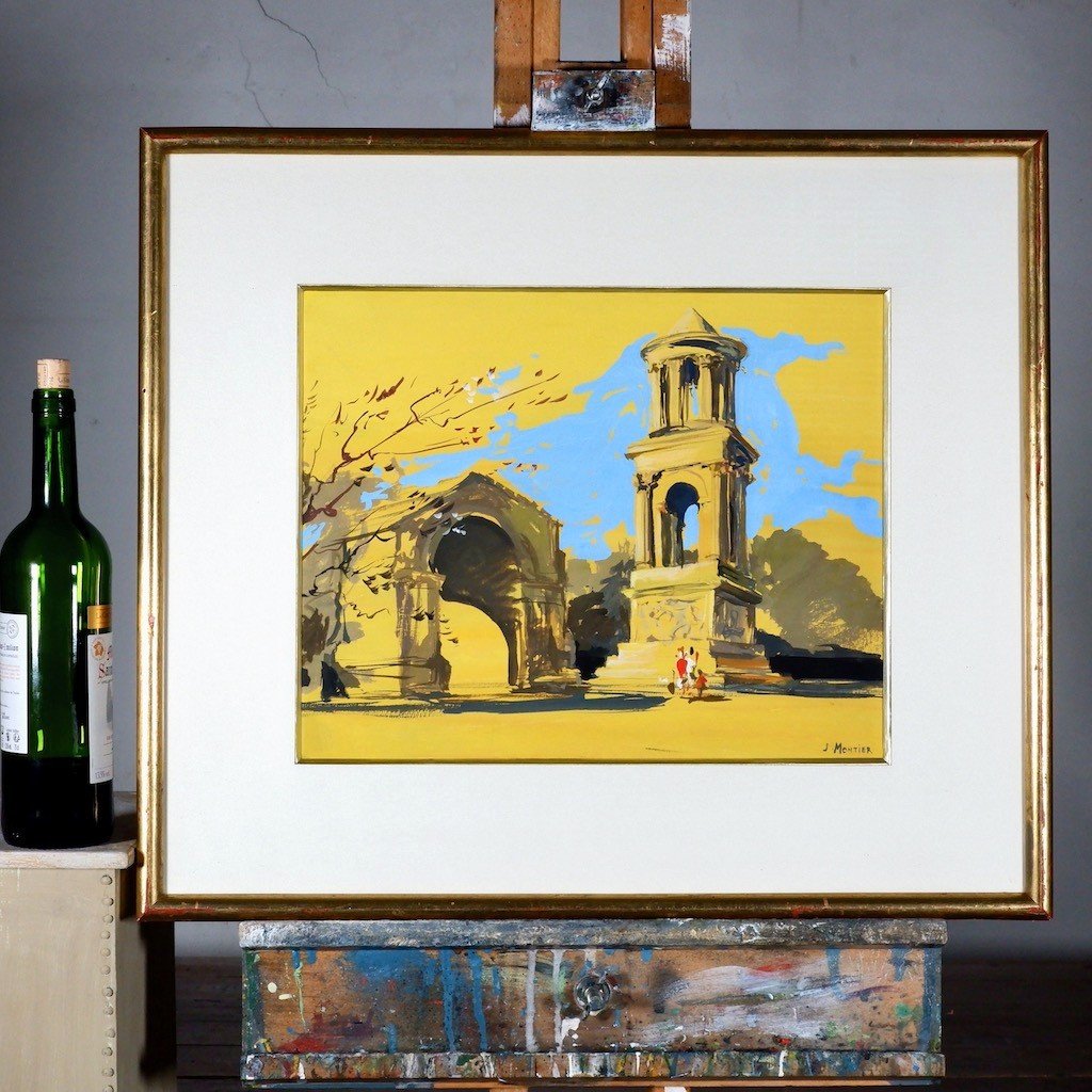 Peinture à La Gouache De l'Arc De Triomphe Et Du Mausolée De Glanum-photo-2