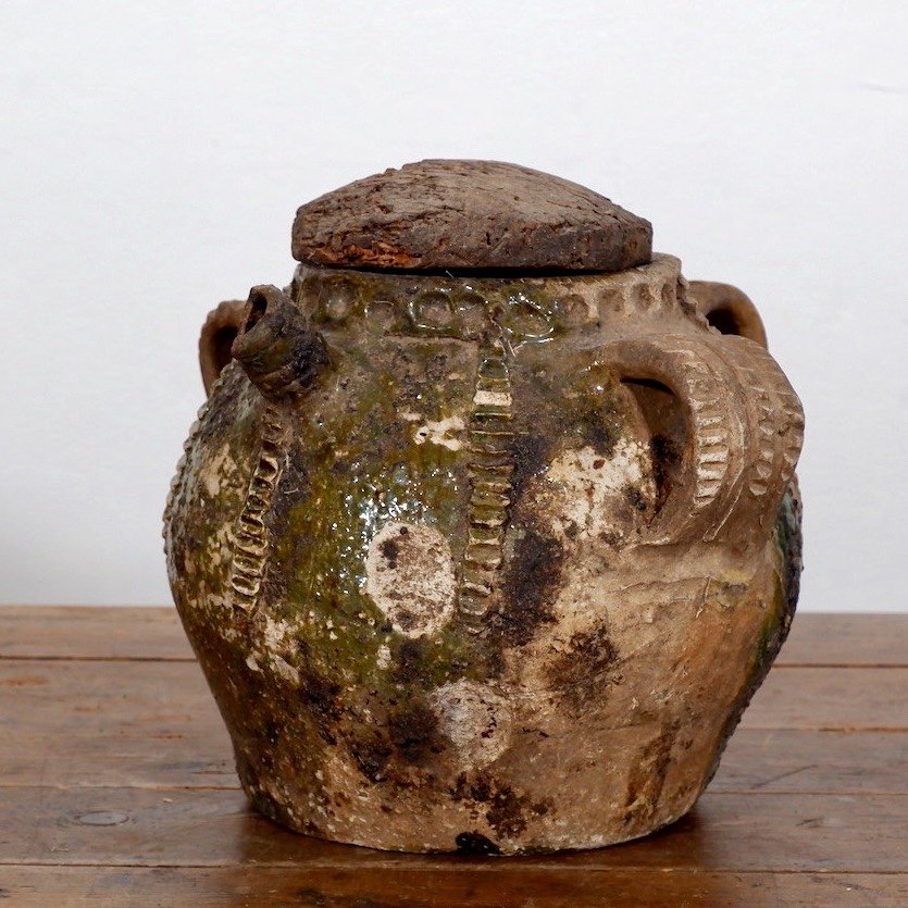 Antique French Walnut Oil Pot With Original Lid-photo-1