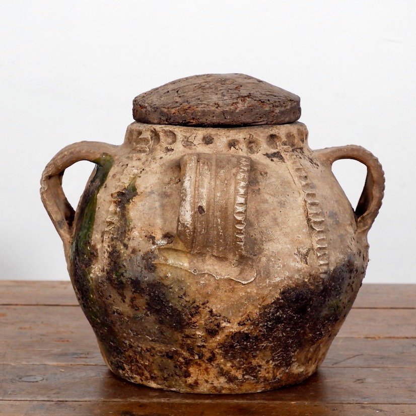 Antique French Walnut Oil Pot With Original Lid-photo-3