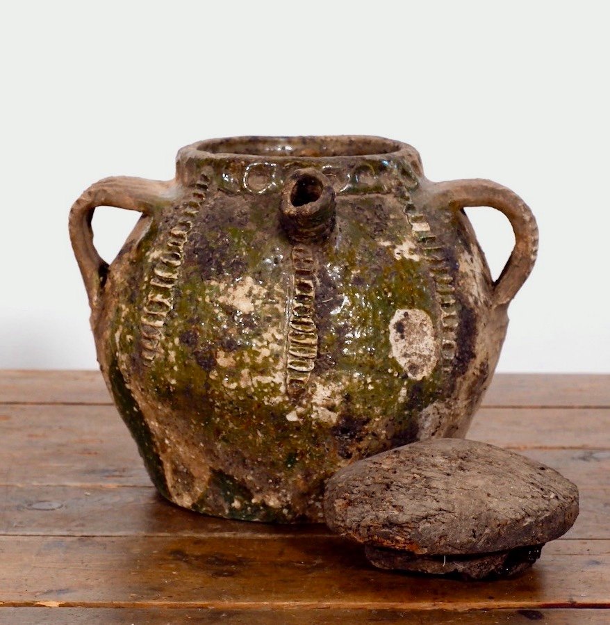 Antique French Walnut Oil Pot With Original Lid-photo-4