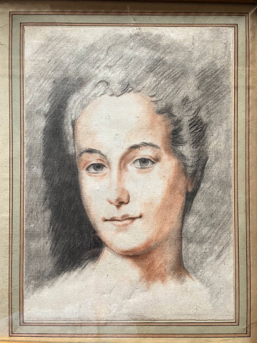 Charmante paire de portraits au pastel du début du 19ème siècle-photo-2