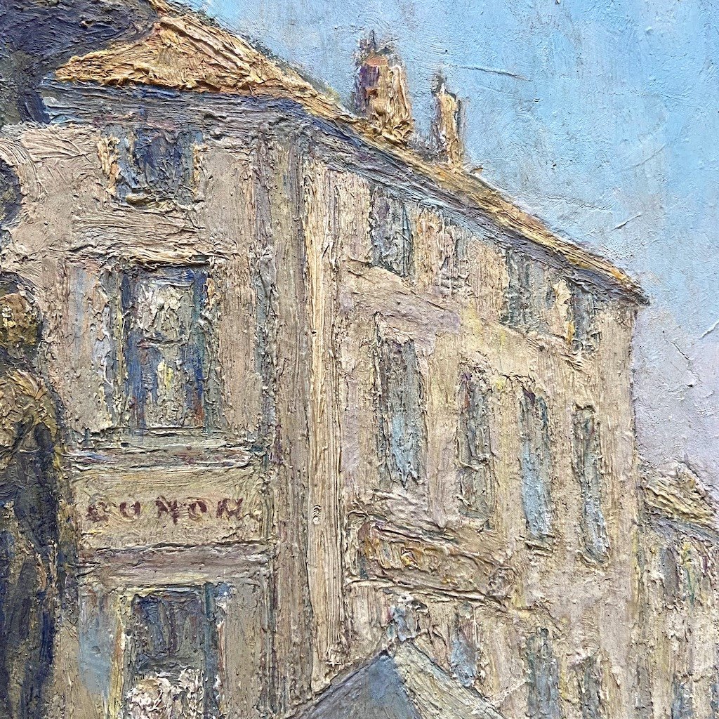 Une belle peinture à l’huile impressionniste d’un marché d’une ville française-photo-1