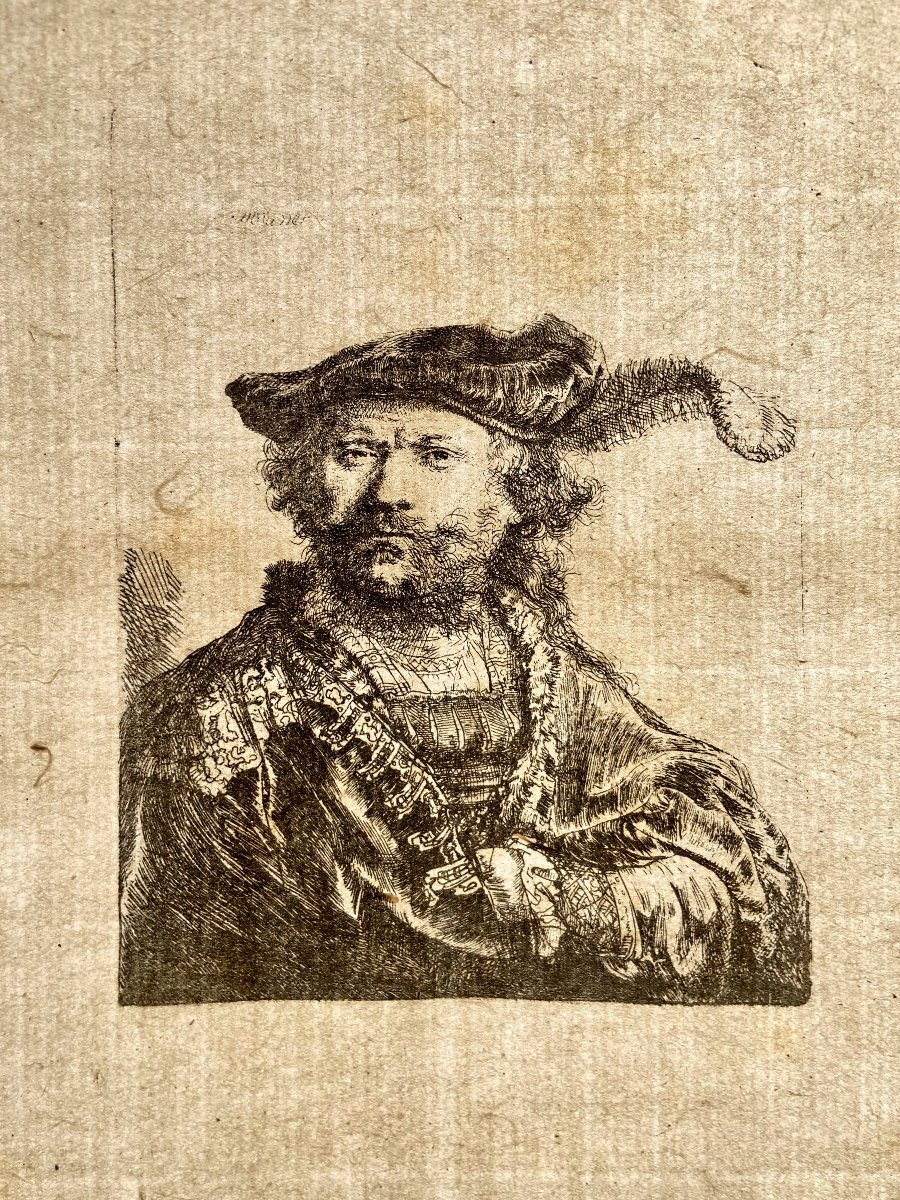 Rembrandt, Autoportrait au bonnet de velours à plume-photo-3