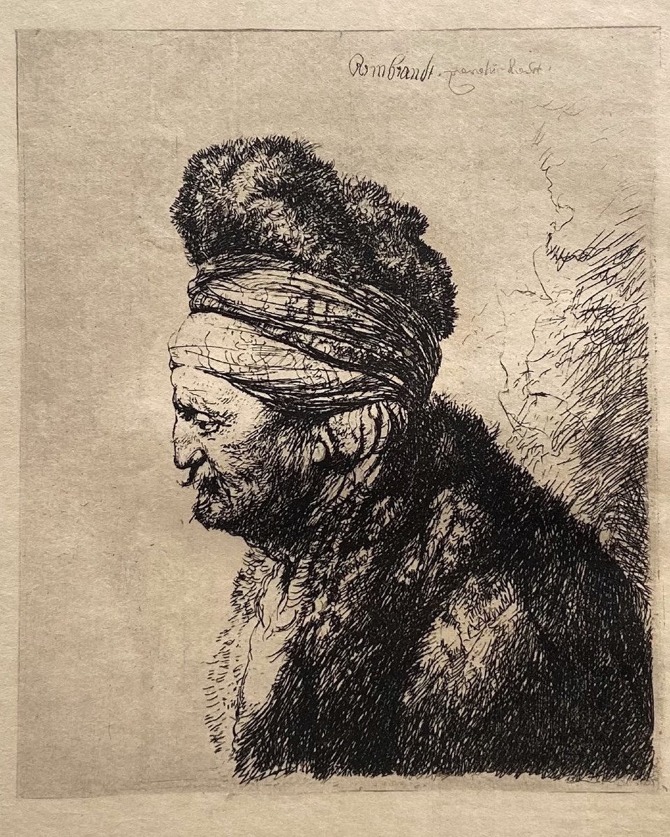 Gravure de Rembrandt 'La deuxième tête orientale' B-287