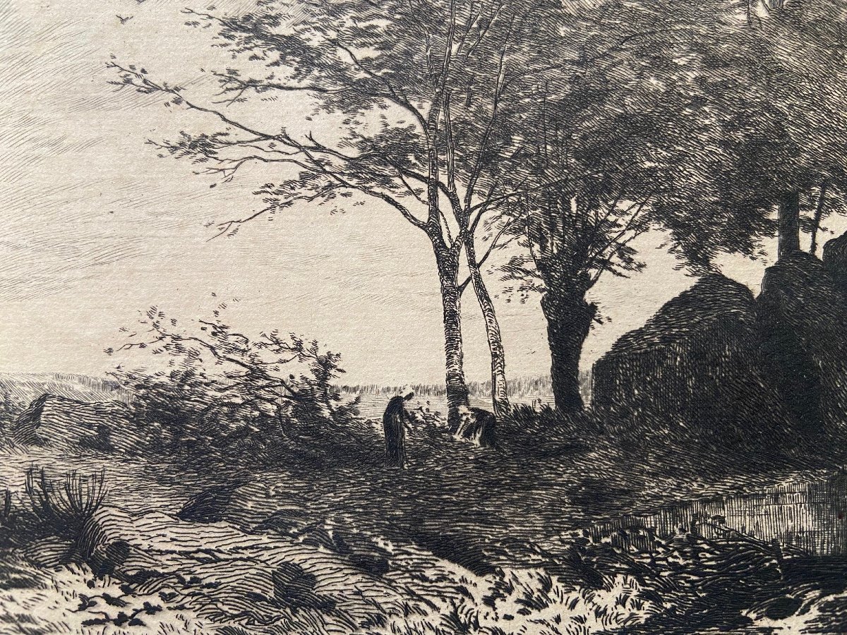 Gravure de Tancrède Abraham "Matinée d'Octobre" 1880-photo-2