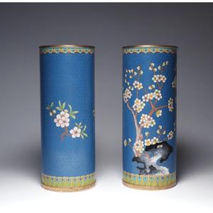  A Pair Of Chinese Cloisonné Enamel Vases