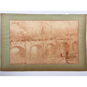 (après) Claude Monet Gravure à l’eau-forte « Waterloo Bridge, Soliel Voile » 1904