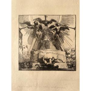 Rembrandt, Engraving 'The Phoenix Or The Overturned Statue'