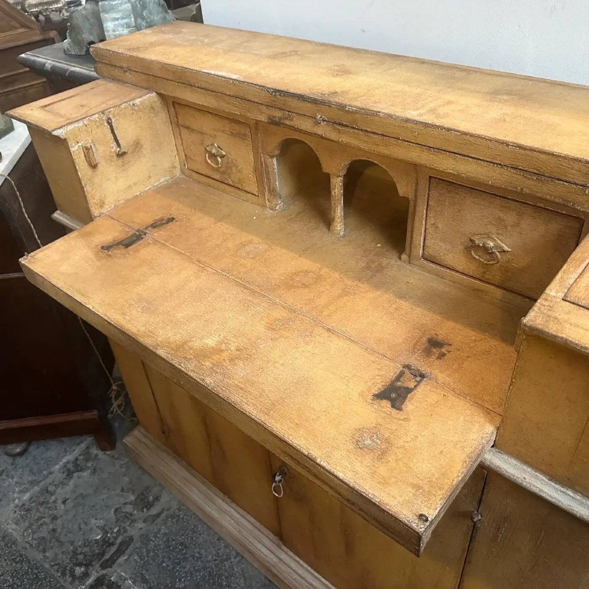 Late 19th Century Louis Philippe Orange Lacquered Wood Italian Secretaire-photo-3