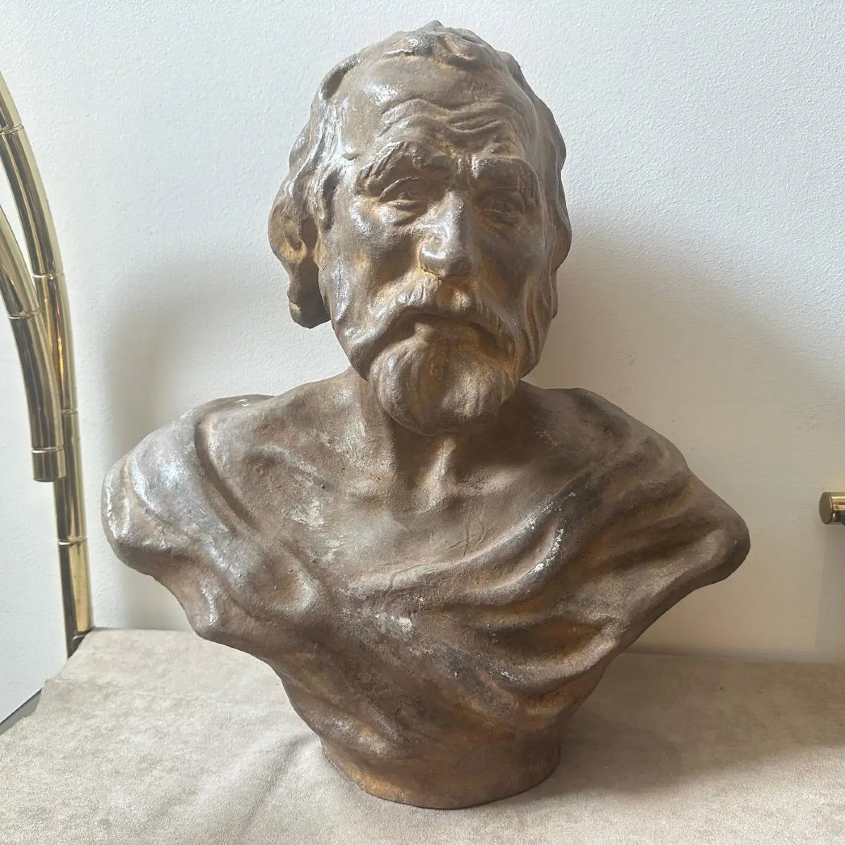 1930s Terracotta Sicilian Bust Of Seneca The Philosopher-photo-4