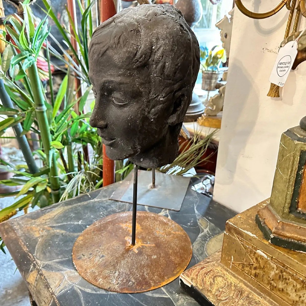 A Late 19th Century Hand Crafted Clay Sicilian Head Of A Young Man-photo-5