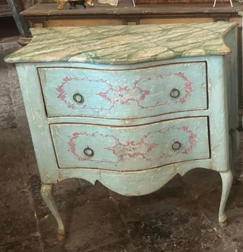 Commode Italienne En Bois Laqué De Style Louis XV, Fin 19ème Siècle-photo-2