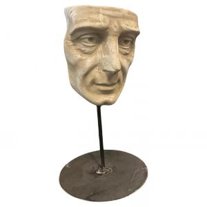 Late 19th Century Neoclassical White Marble Italian Man's Head On An Iron Base