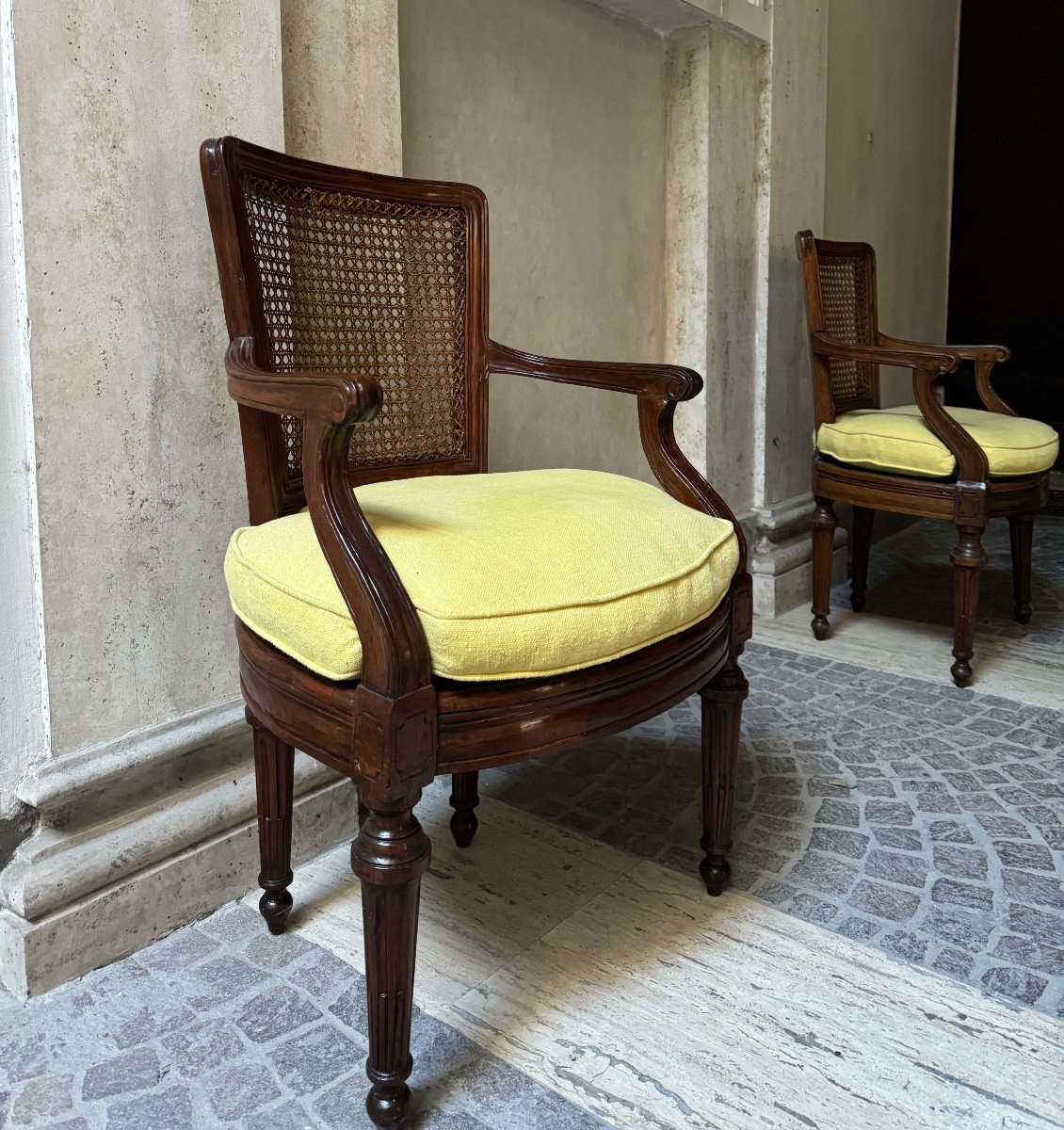 Paire De Fauteuils Louis XVI, Gênes, XVIIIe Siècle-photo-2