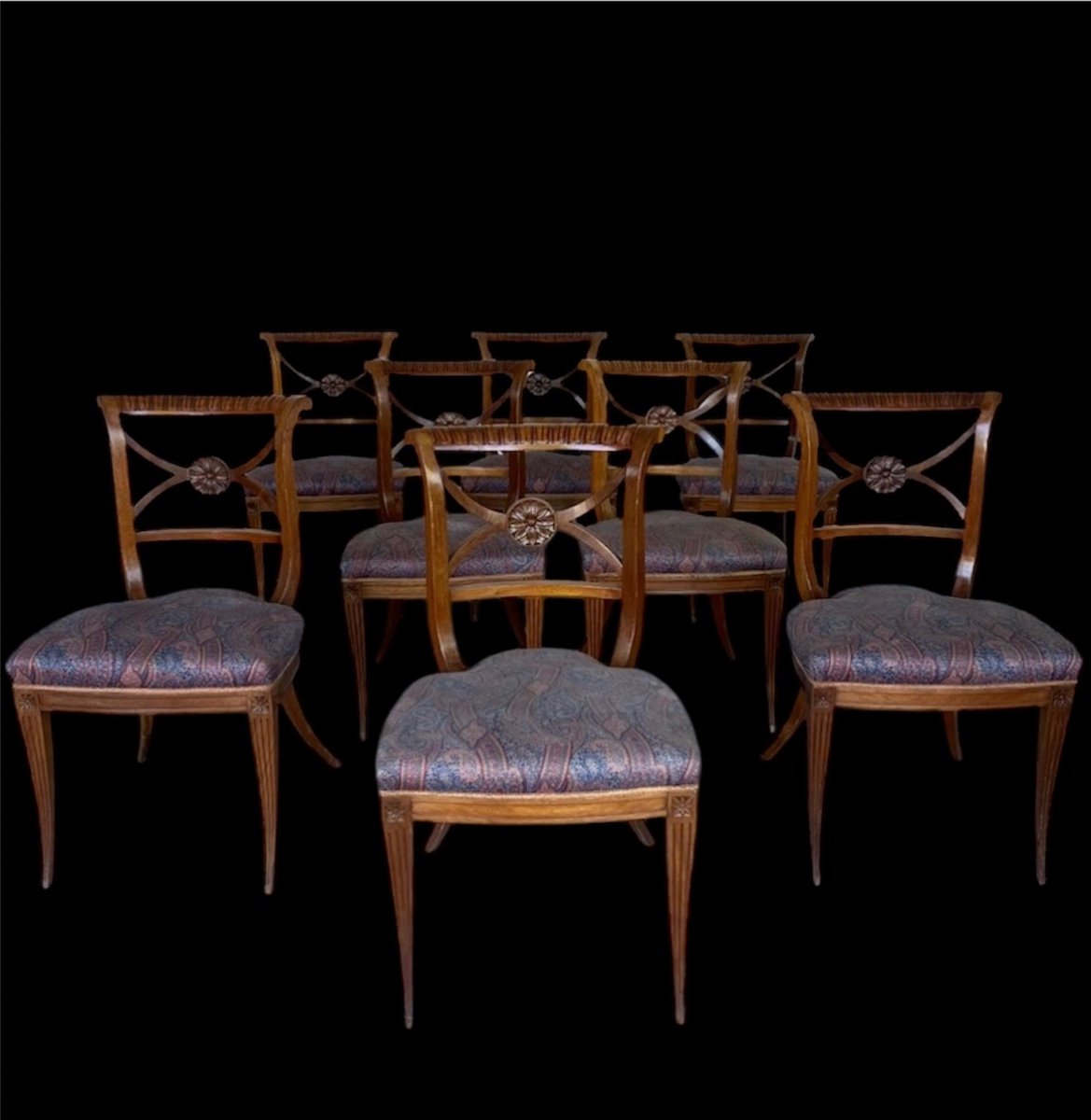 Group Of 8 Walnut Charles X Period 