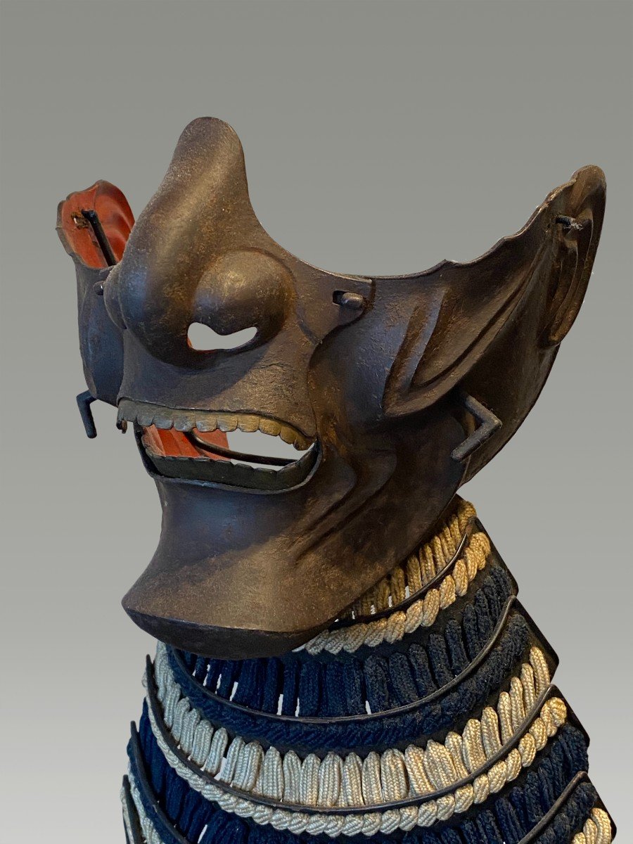 Reisei Type Samurai Mempo With Golden Teeth And Prominent Chin-photo-2