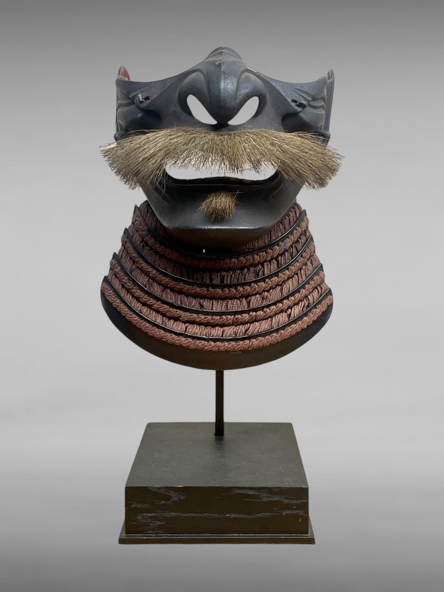 Proantic: Half Mempo Samurai Mask In Lacquered Iron - Edo Period (1603