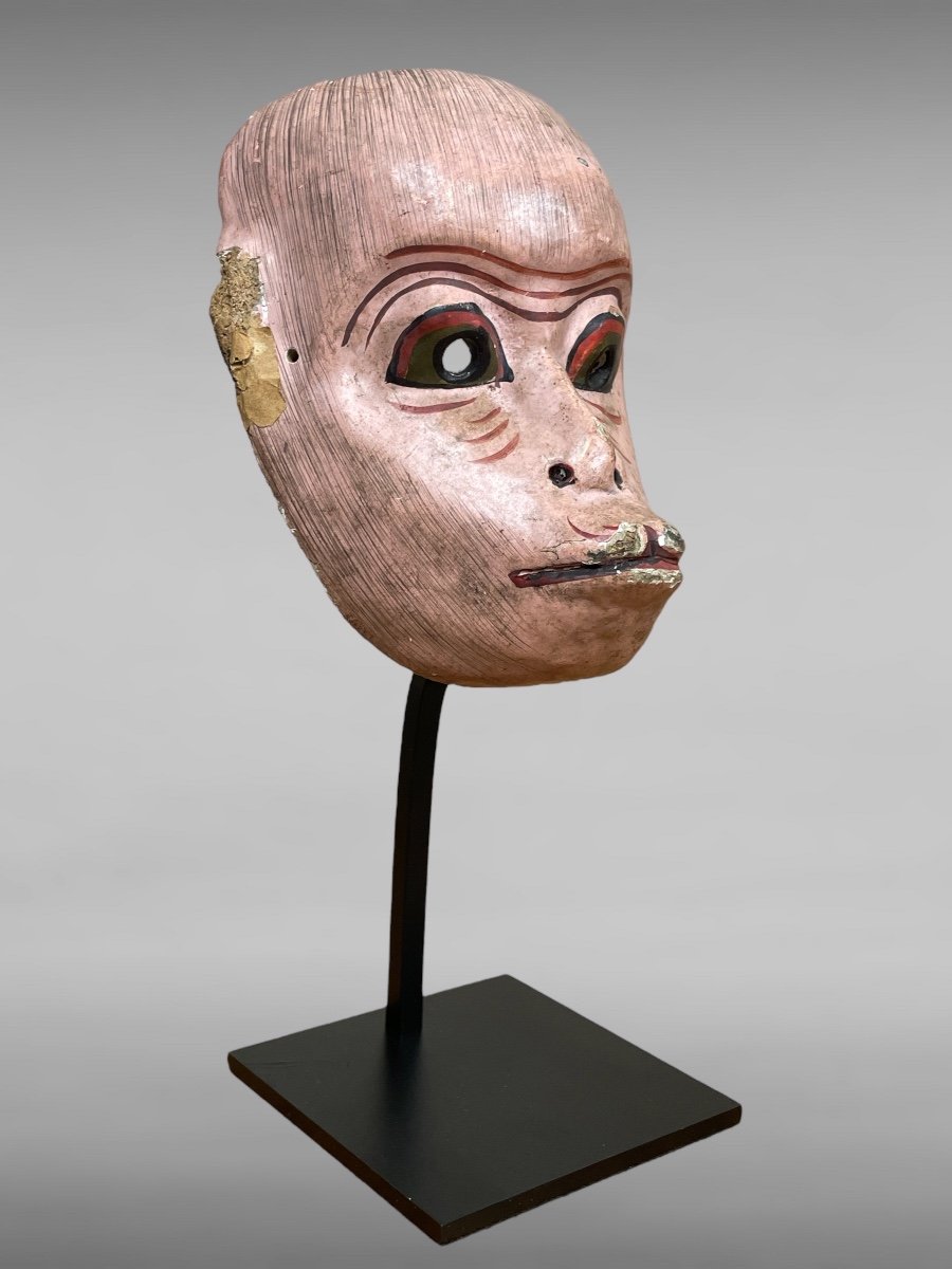 Masque De Théâtre Nô Figurant Un Singe - Période Edo (1603-1868). -photo-2