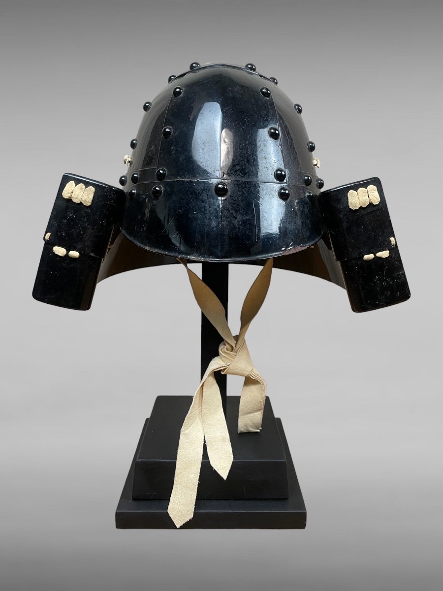 Samurai Kabuto With 9 Plates In Lacquered Metal And Suede Leather - Taisho Period (1912-1926).-photo-2