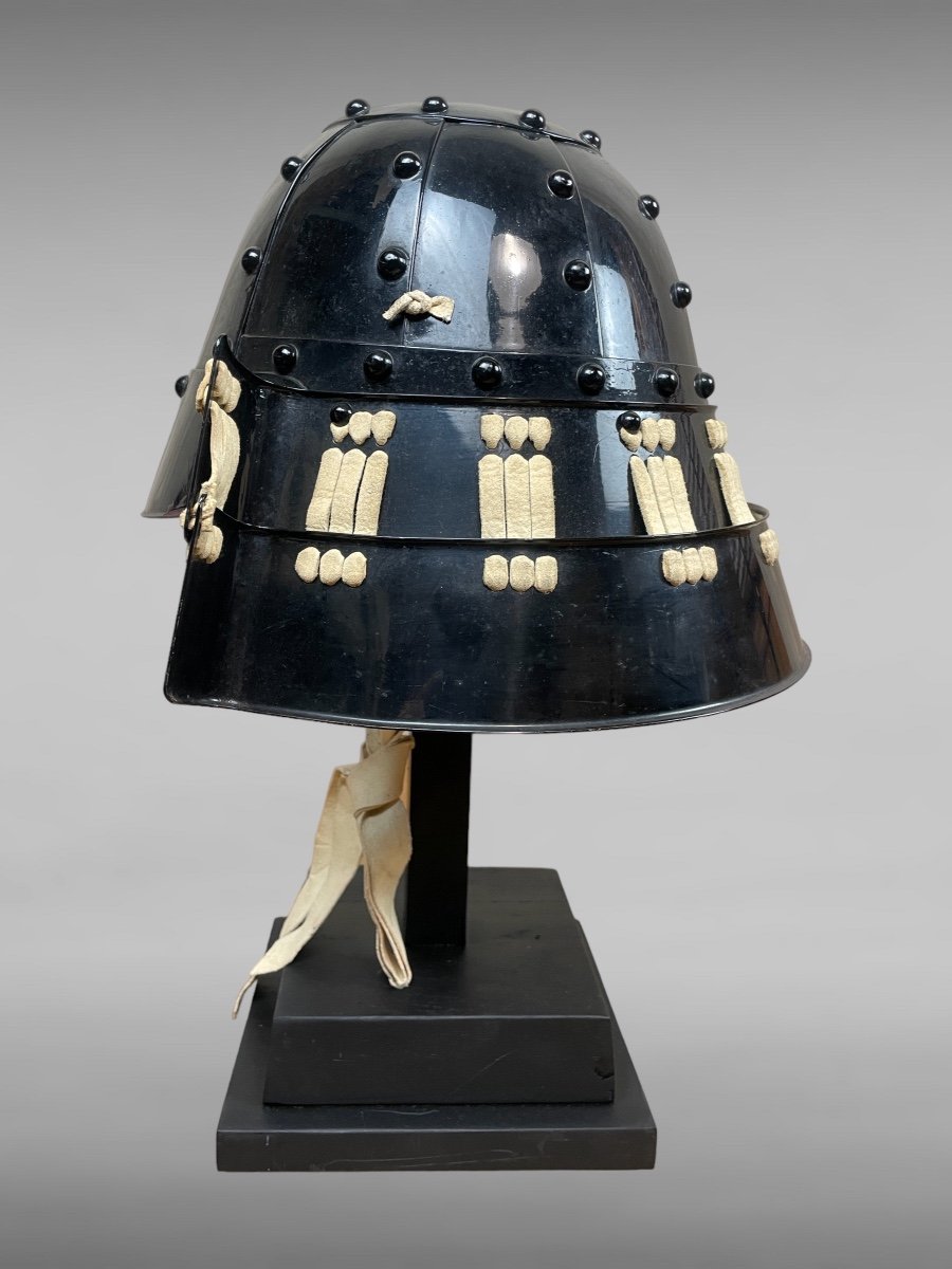 Samurai Kabuto With 9 Plates In Lacquered Metal And Suede Leather - Taisho Period (1912-1926).-photo-3