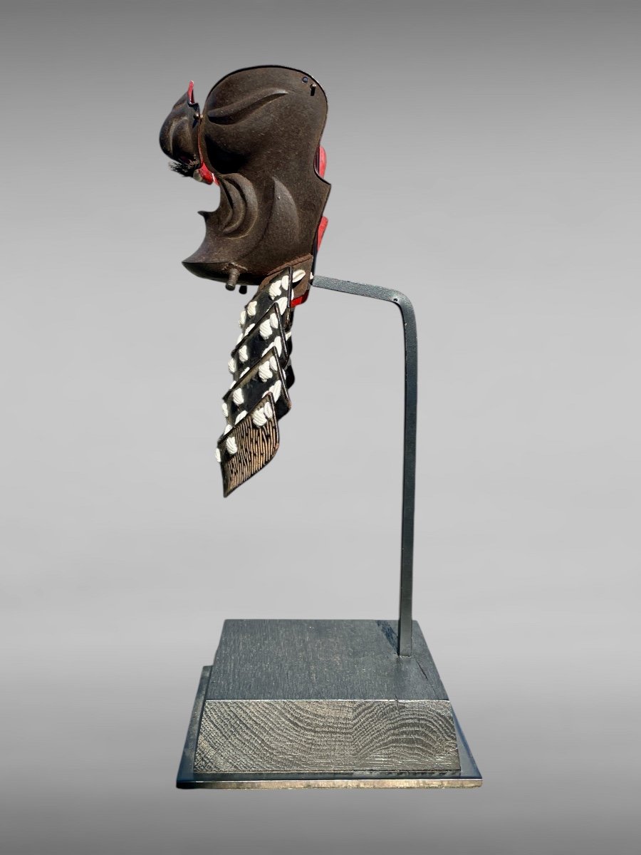 Half Wrought Iron Mempo Samurai Mask, Taka Workshop - Late Edo Period (1603 - 1868).-photo-3