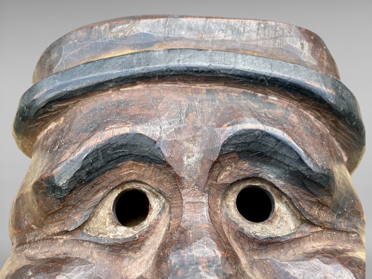 Bugaku Mask In Carved Monoxide Wood - Edo Period (1603 - 1868).-photo-6