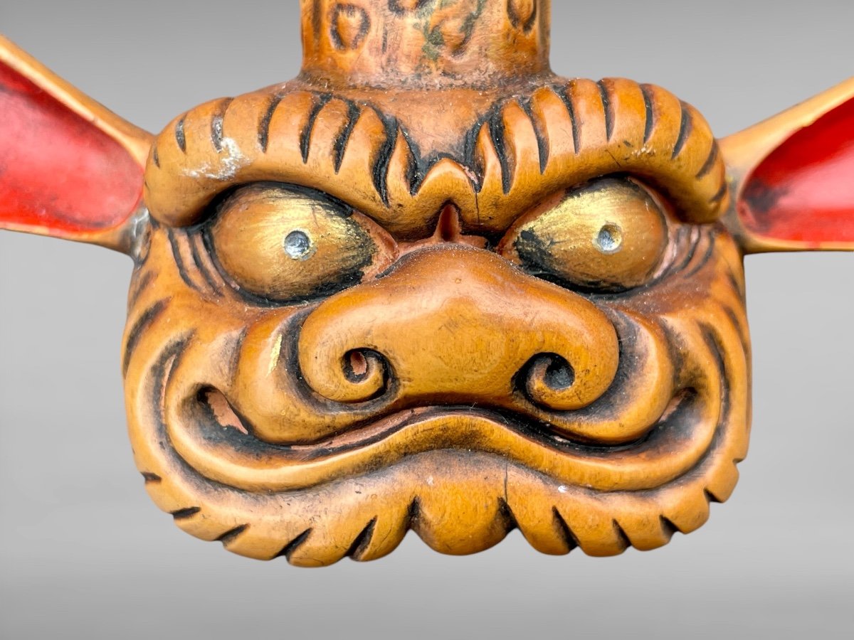 Maetate In Carved Boxwood Depicting An Oni - Edo Period (1603 - 1868).-photo-4