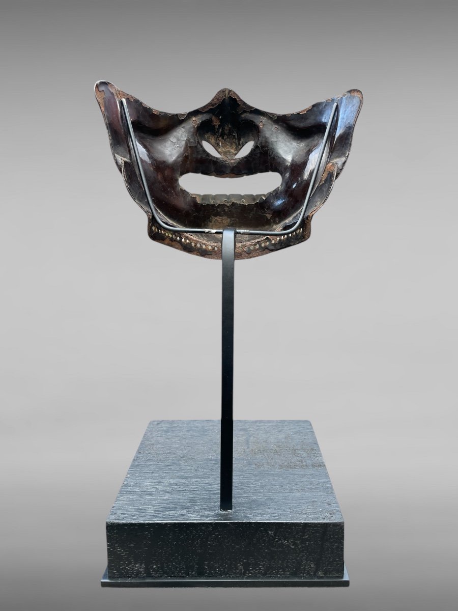 Wrought Iron Mempo Samurai Half Mask - Edo Period (1603 - 1868).-photo-4