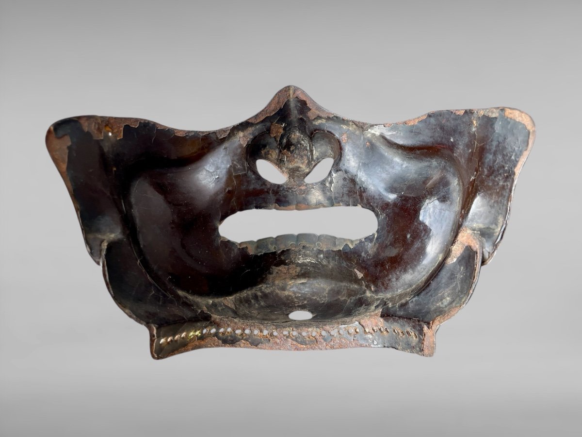 Wrought Iron Mempo Samurai Half Mask - Edo Period (1603 - 1868).-photo-6