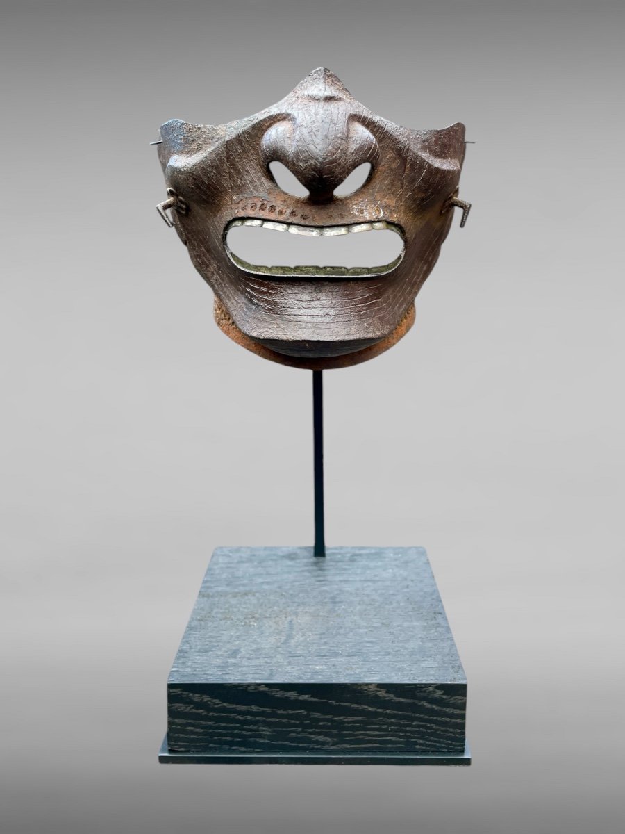 Wrought Iron Mempo Samurai Half Mask - Edo Period (1603 - 1868).