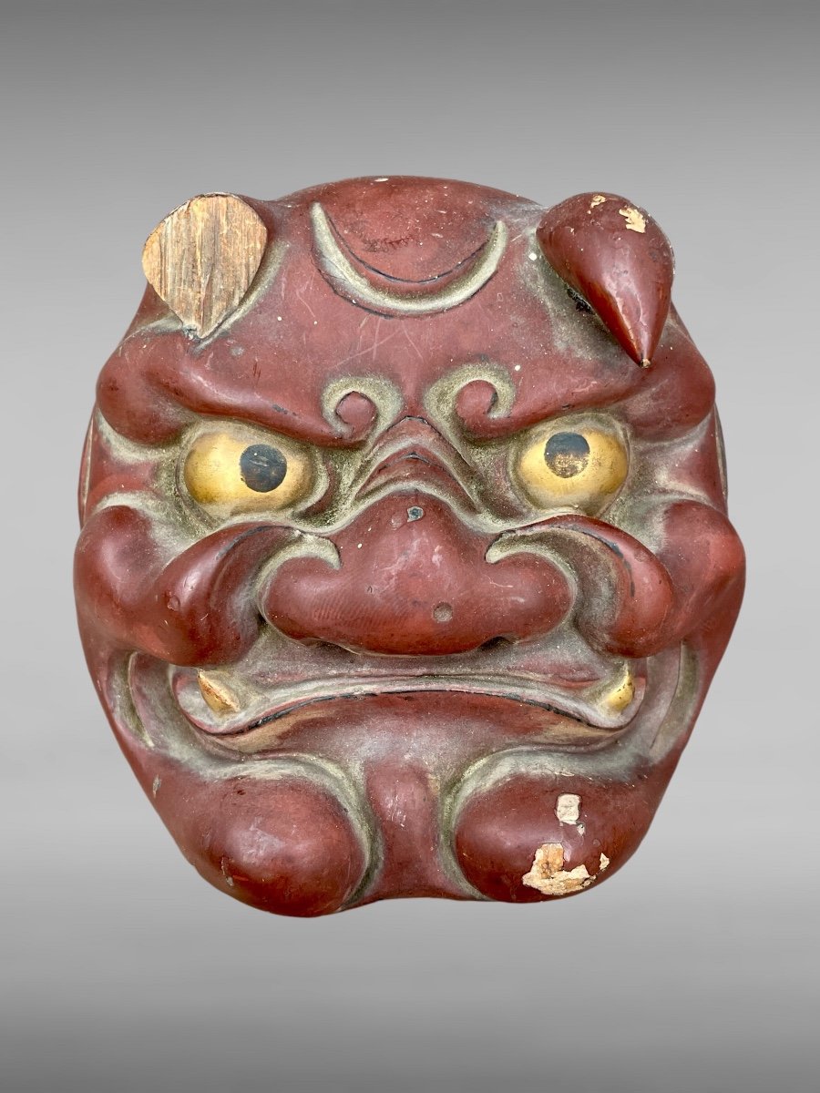 Maetate In Carved Wood Depicting An Oni - Edo Period (1603 - 1868).-photo-1