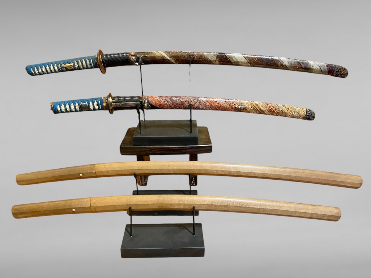 Daisho, Katana And Wakisashi Mounted In Shirasaya With Nbthh Certificate - Ere Bunki And Eisho.