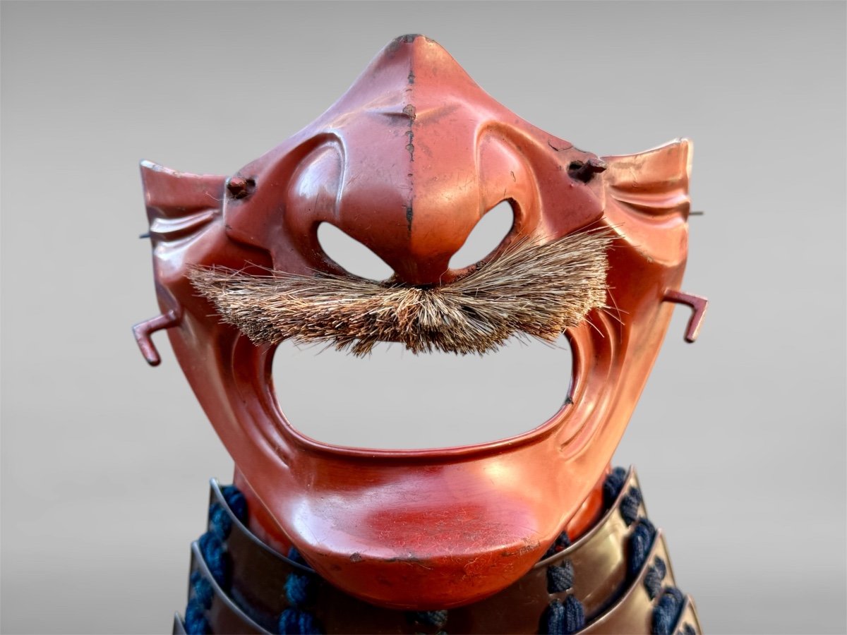 Wrought Iron Mempo Samurai Half Mask - Edo Period (1603 - 1868).-photo-2