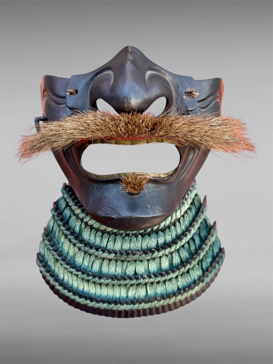 Ensemble Kabuto à 62 Lamelles Rivetées / Mempo De Samuraï - Période Edo (1603 - 1868).-photo-4