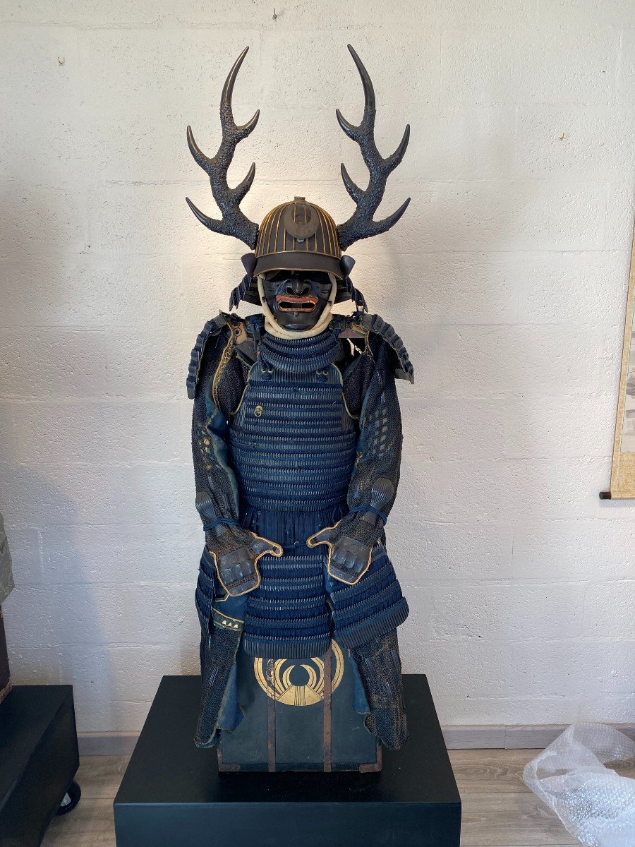 Yoroi Blue Samurai Armor 18 Eme Century With Kabuto Aet Wakidate-photo-4