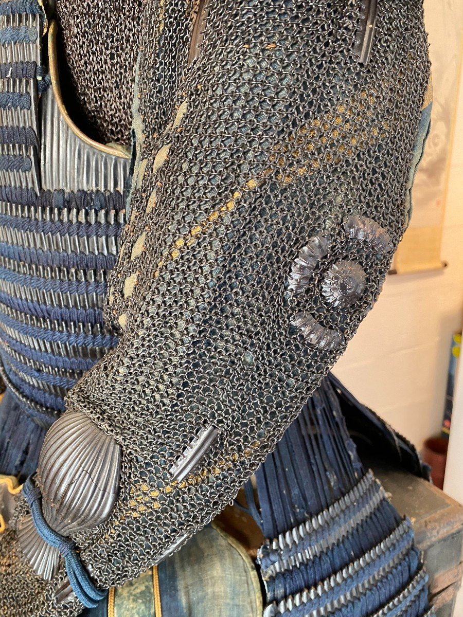 Yoroi Blue Samurai Armor 18 Eme Century With Kabuto Aet Wakidate-photo-3