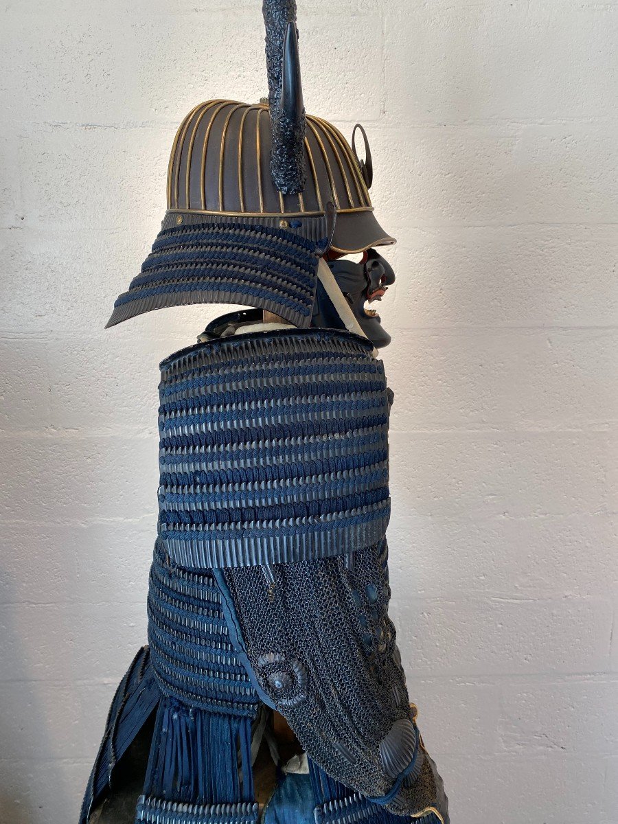 Yoroi Blue Samurai Armor 18 Eme Century With Kabuto Aet Wakidate-photo-6