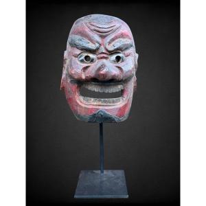 Kagura Mask, Demon Type, Carved Monoxide Wood - Edo Period (1603 - 1868).