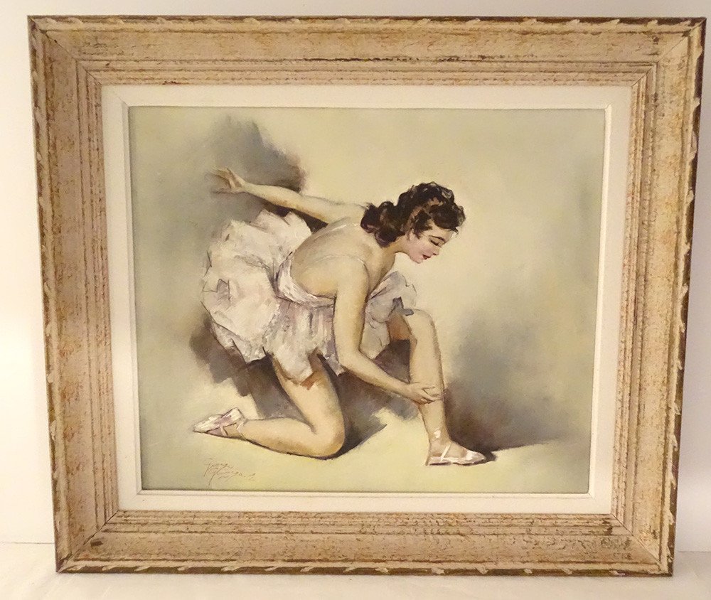 Hst Painting Georges Guinegault Portrait Dancer Young Woman XXth Century